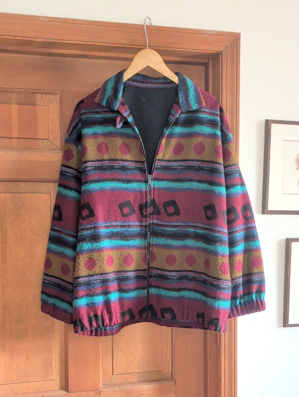 Vintage Colorful Patterned Zip-Up Jacket - Multi